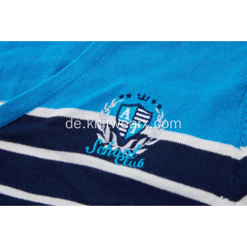 Gestreifte Strickjacke mit Logo-Stickerei für Jungen